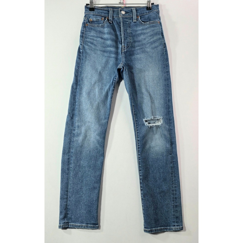 Levis Wedgie Straight High Rise Distressed Jeans W25 L28 Medium Wash (25x26.5)